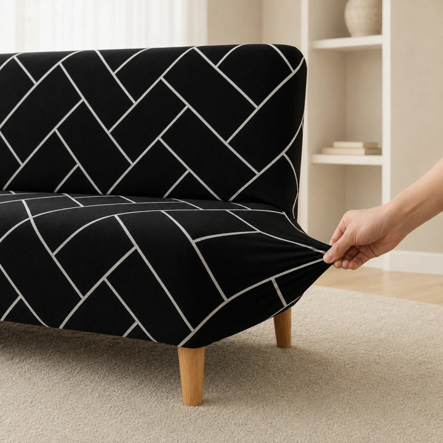 Sofa Bed Cover – Geometric – Black