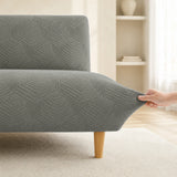 Sofa Bed Cover – Geometric Jacquard – Sage Grey