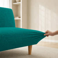 Sofa Bed Cover – Leaf Jacquard – Teal