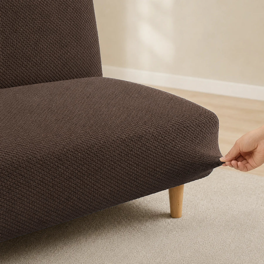 Sofa Bed Cover – Textured Stretch – Mocha Brown
