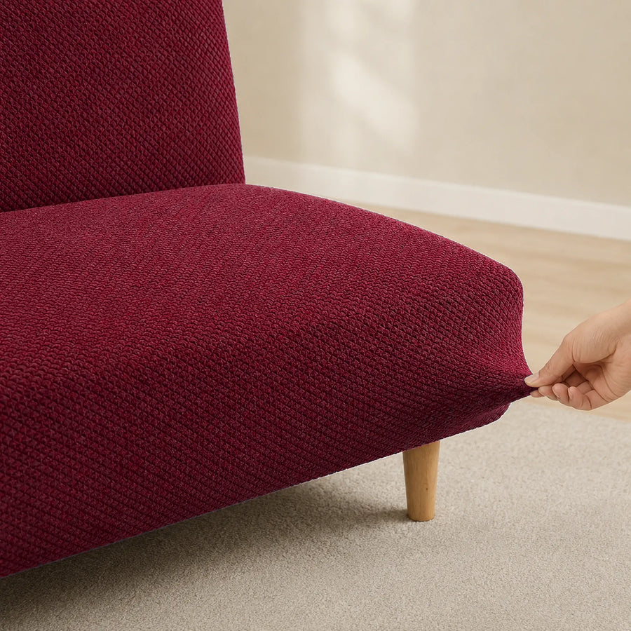 Sofa Bed Cover – Textured Stretch – Ruby Red