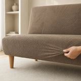 Sofa Bed Cover – Leaf Jacquard – Warm Taupe