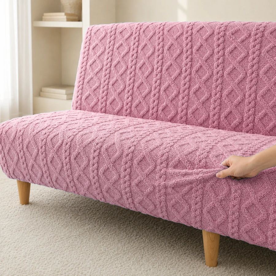 Sofa Bed Cover – Cable Knit – Rose Pink