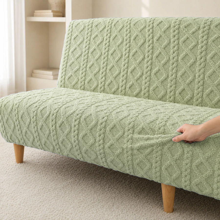 Sofa Bed Cover – Cable Knit – Sage Green