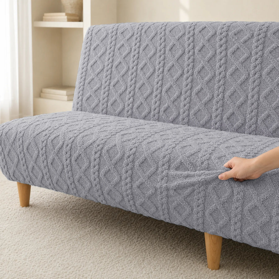 Sofa Bed Cover – Cable Knit – Dove Grey
