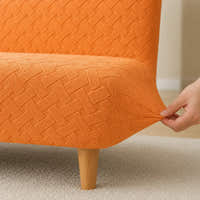 Sofa Bed Cover – Geometric Jacquard – Amber Orange