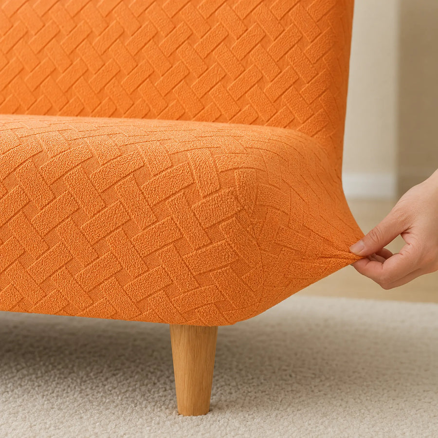Sofa Bed Cover – Geometric Jacquard – Amber Orange