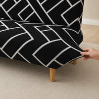 Sofa Bed Cover – Trellis Geometric – Black & Ivory