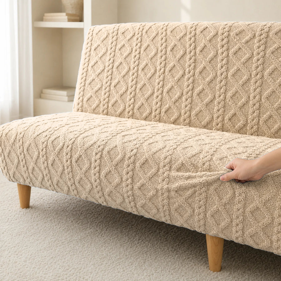 Sofa Bed Cover – Cable Knit – Ivory Cream