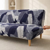 Sofa Bed Cover – Tropical Leaf – Navy