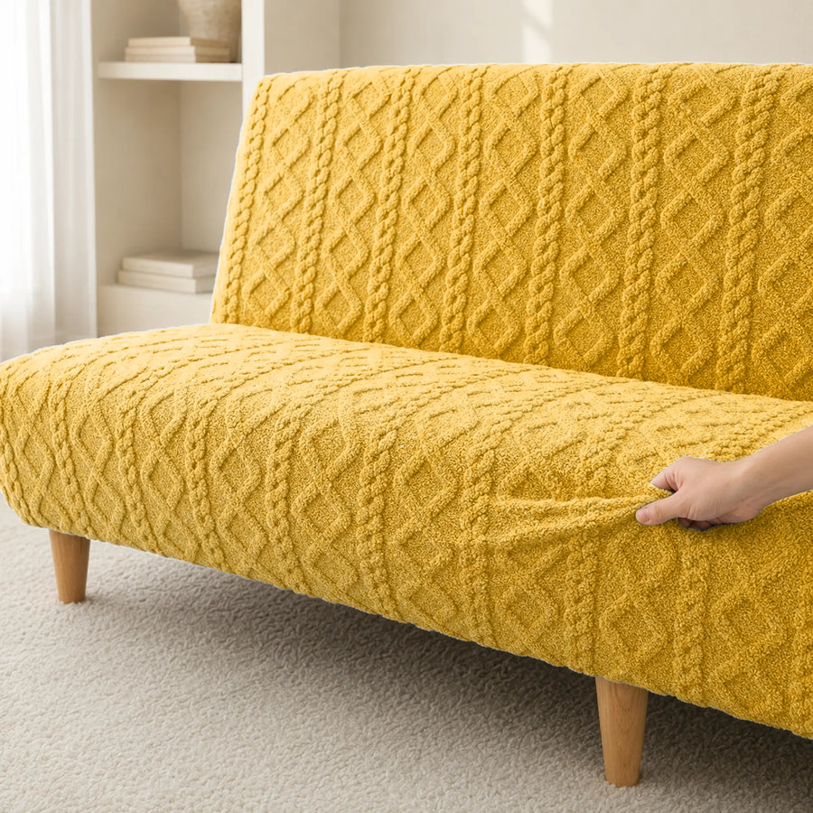 Sofa Bed Cover – Cable Knit – Golden Yellow
