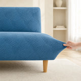 Sofa Bed Cover – Geometric Jacquard – Teal Blue