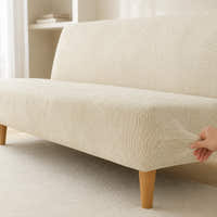 Sofa Bed Cover – Leaf Jacquard – Ivory Cream