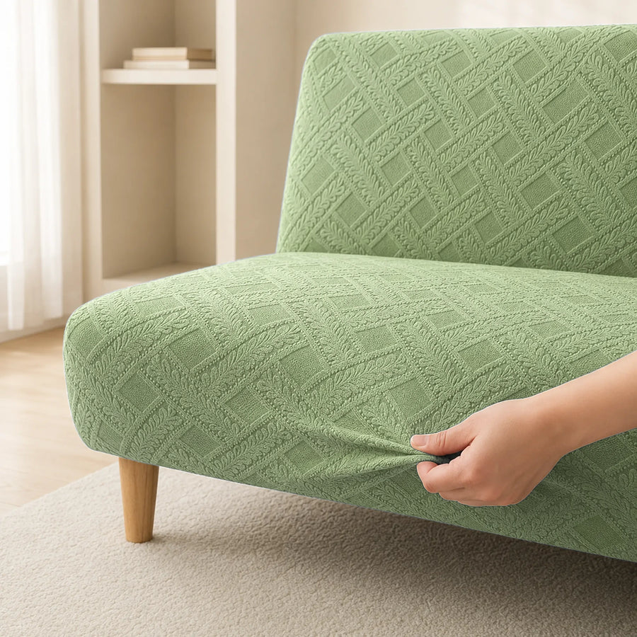Sofa Bed Cover – Diamond Jacquard – Sage Green