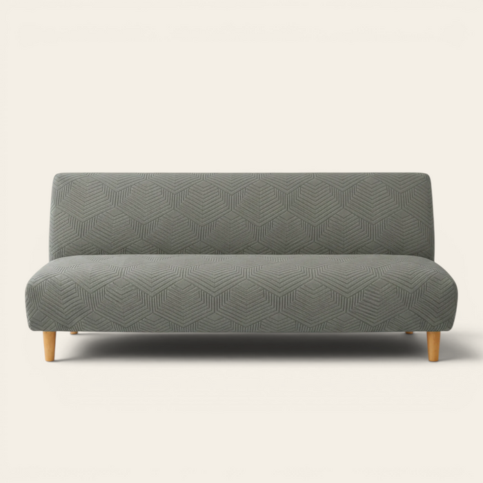 Sofa Bed Cover – Geometric Jacquard – Sage Grey