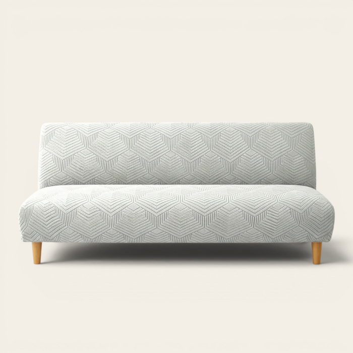 Sofa Bed Cover – Geometric Jacquard – Dove Grey