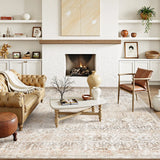 Covaba vintage sand area rug in warm beige, styled in a room setting, view 17
