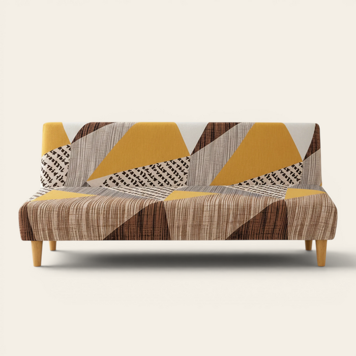 Sofa Bed Cover – Geometric Patchwork – Mustard Ochre