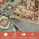 Covaba boho vintage tribal rug in burnt rust, styled in a room setting