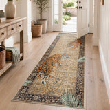 Covaba wild tiger desert runner rug in golden wheat, styled in a room setting, view 6