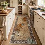 Covaba wild tiger desert runner rug in golden wheat, styled in a room setting, view 4