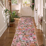 Covaba forest woodland runner rug in blush clay, styled in a room setting, view 2