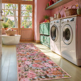 Covaba forest woodland runner rug in blush clay, styled in a room setting, view 3