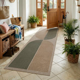 Covaba rainbow easy jute black/beige indoor/outdoor runner rug in warm beige, styled in a room setting, view 2