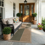 Covaba rainbow easy jute black/beige indoor/outdoor runner rug in warm beige, styled in a room setting, view 3