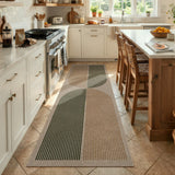 Covaba rainbow easy jute black/beige indoor/outdoor runner rug in warm beige, styled in a room setting
