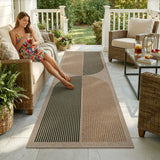 Covaba rainbow easy jute black/beige indoor/outdoor runner rug in warm beige, styled in a room setting, view 4