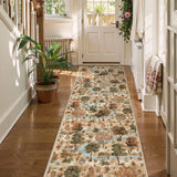 Covaba forest woodland runner rug in coffee brown, styled in a room setting