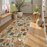 Covaba forest woodland runner rug in coffee brown, styled in a room setting, view 2