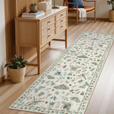 Covaba modern parisian insect runner rug in warm beige, styled in a room setting, view 3