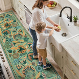 Covaba egyptian-inspired botanical runner rug in fern green, styled in a room setting, view 4