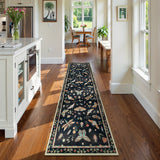 Covaba modern parisian insect runner rug in ink black, styled in a room setting, view 4