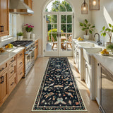 Covaba modern parisian insect runner rug in ink black, styled in a room setting, view 3