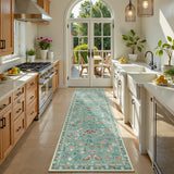 Covaba modern parisian insect runner rug in sage mist, styled in a room setting, view 3