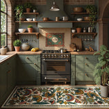 Covaba egyptian-inspired botanical runner rug in ivory cream, styled in a room setting, view 4