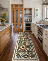 Covaba egyptian-inspired botanical runner rug in ivory cream, styled in a room setting