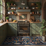 Covaba egyptian-inspired botanical runner rug in deep navy, styled in a room setting, view 3