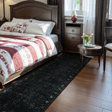 Covaba vintage persian distressed runner rug in ink black, styled in a room setting, view 7
