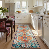 Covaba bohemian floral medallion runner rug in amber clay, styled in a room setting