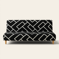 Sofa Bed Cover – Trellis Geometric – Black & Ivory