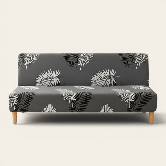 Sofa Bed Cover – Palm Leaf Print – Charcoal