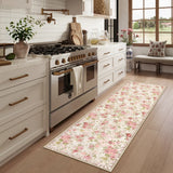 Covaba romantic vintage floral rose garden and runner rug in blush clay, styled in a room setting, view 4