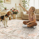 Covaba vintage floral rug in blush clay, styled in a room setting, view 3