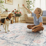 Covaba vintage floral rug in muted plum, styled in a room setting, view 3