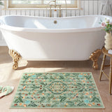 Covaba boho insect botanical floral doormat in fern green, styled in a room setting