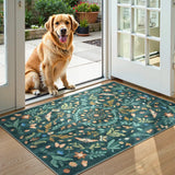 Covaba boho insect botanical floral doormat in forest fern, styled in a room setting, view 2